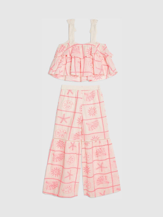 Dsiney Kidz - River Island Cream Broderie Frill Top & Kickflare Set image 2