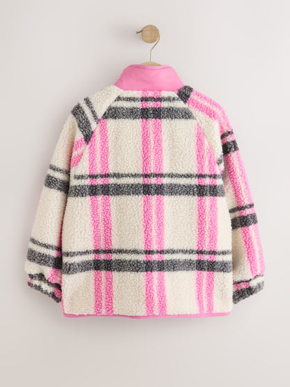 Dsiney Kidz - Ecru/Pink Check Button Up Borg Jacket (3-16yrs) image 7