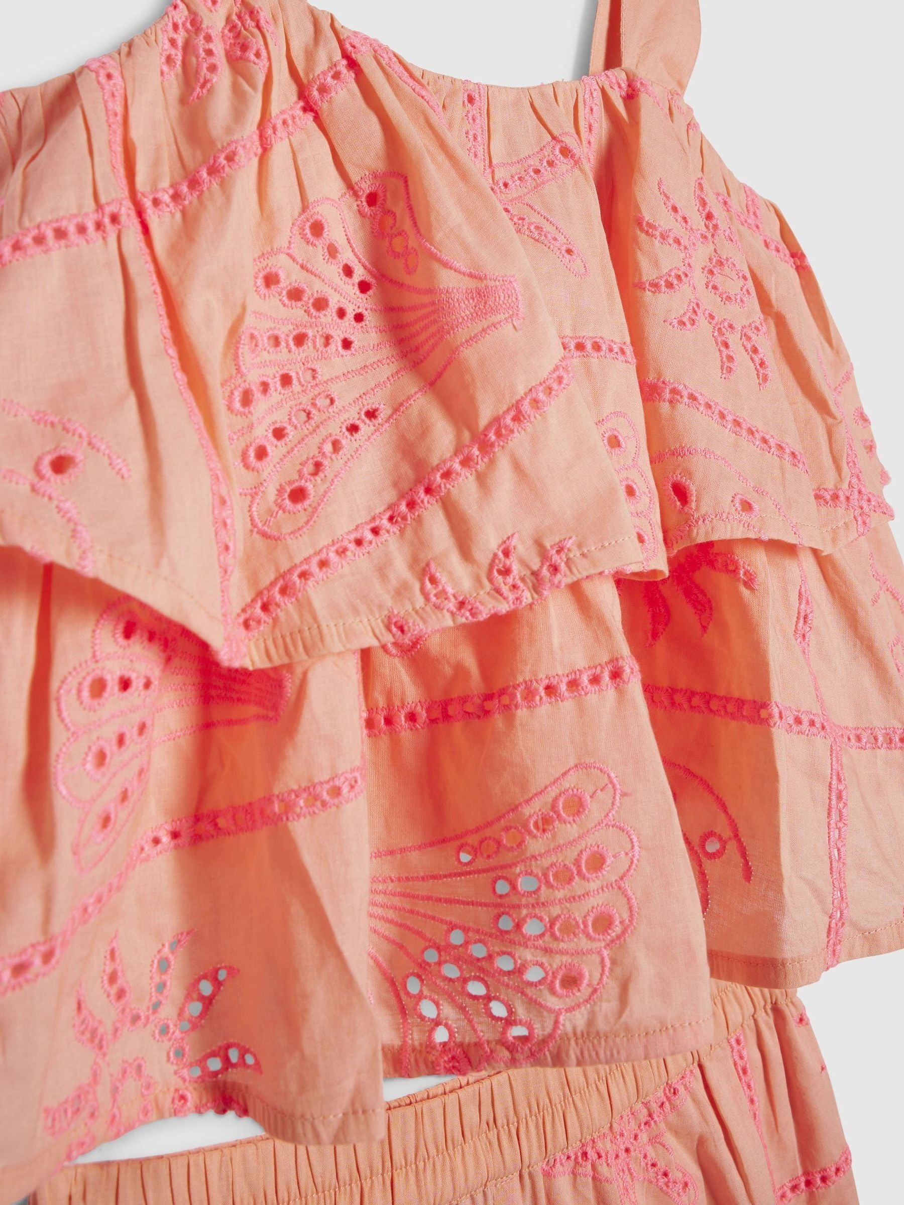 Dsiney Kidz - River Island Pink Broderie Frill Top & Kickflare Set image 3
