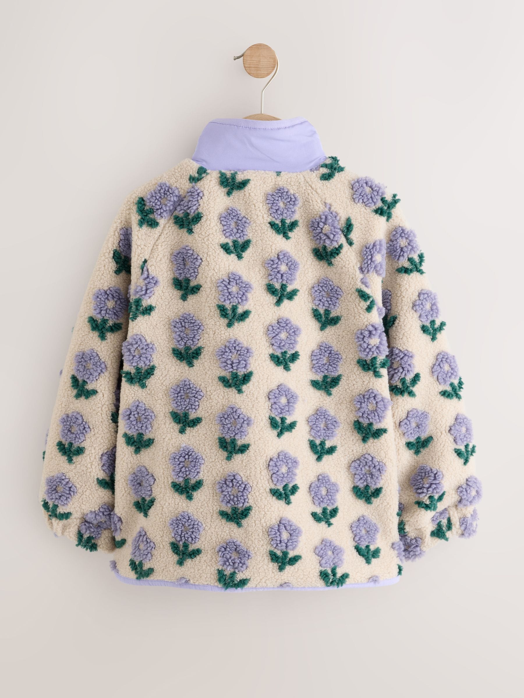 Dsiney Kidz - Blue/Cream Floral Button Up Borg Jacket (3-16yrs) image 6