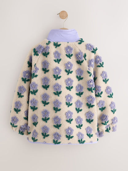 Dsiney Kidz - Blue/Cream Floral Button Up Borg Jacket (3-16yrs) image 6