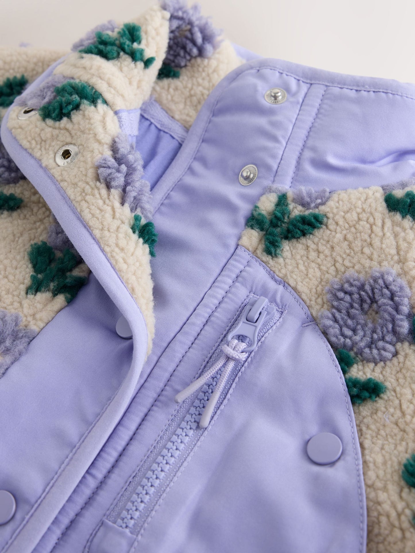 Dsiney Kidz - Blue/Cream Floral Button Up Borg Jacket (3-16yrs) image 7