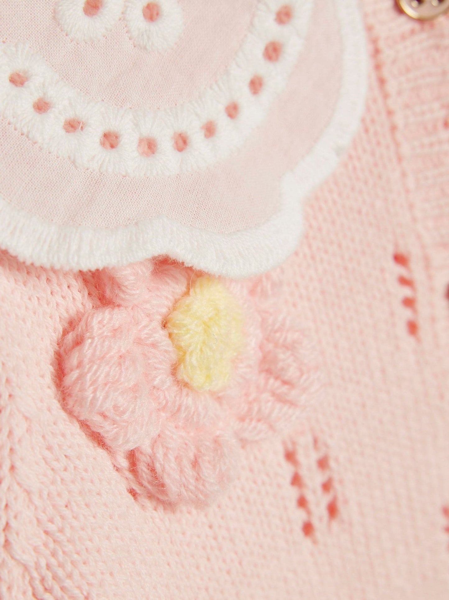 River Island Pink Broderie Daisy Knitted Cardigan & Leggings Set image 4