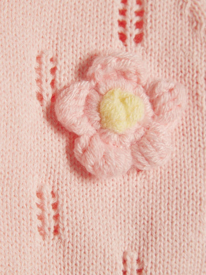 River Island Pink Broderie Daisy Knitted Cardigan & Leggings Set image 5