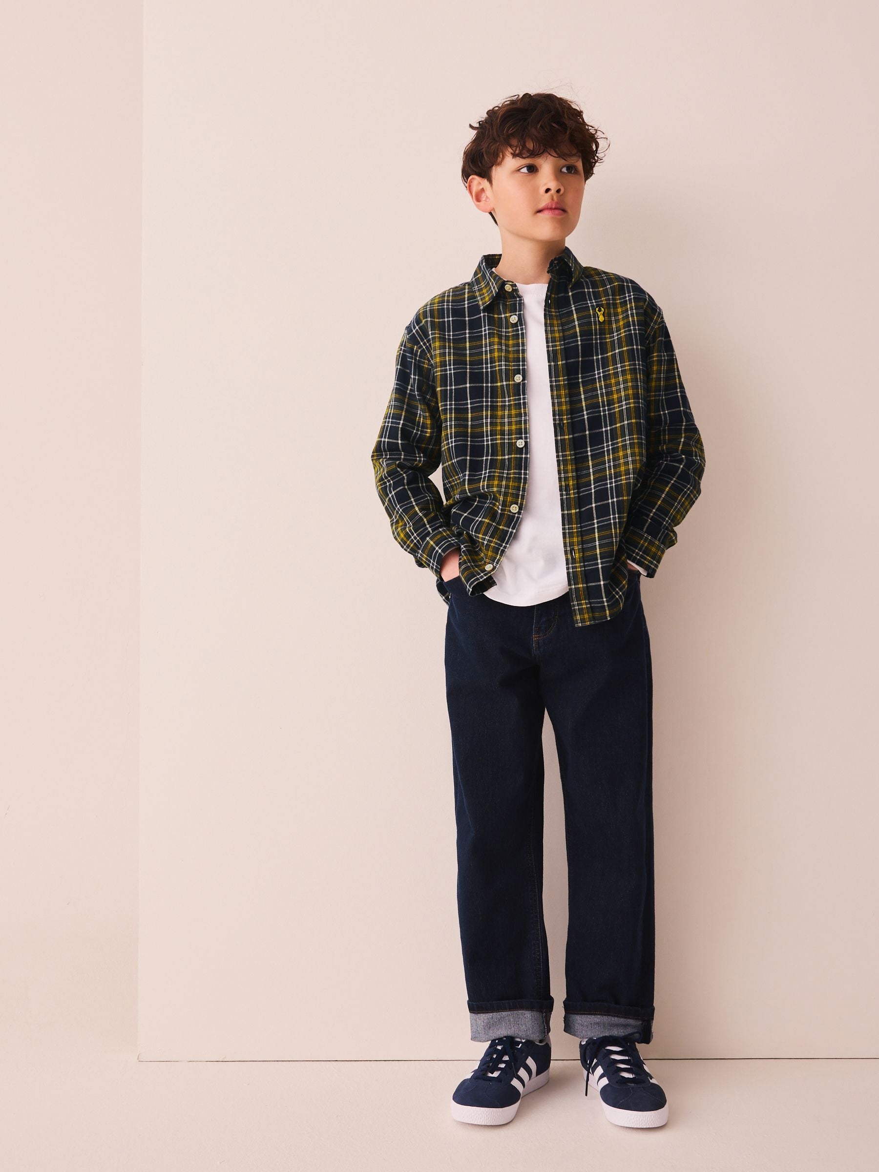 Dsiney Kidz - Navy/Yellow Check Long Sleeve Check Shirt (3-16yrs) image 2