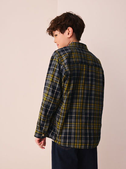 Dsiney Kidz - Navy/Yellow Check Long Sleeve Check Shirt (3-16yrs) image 3