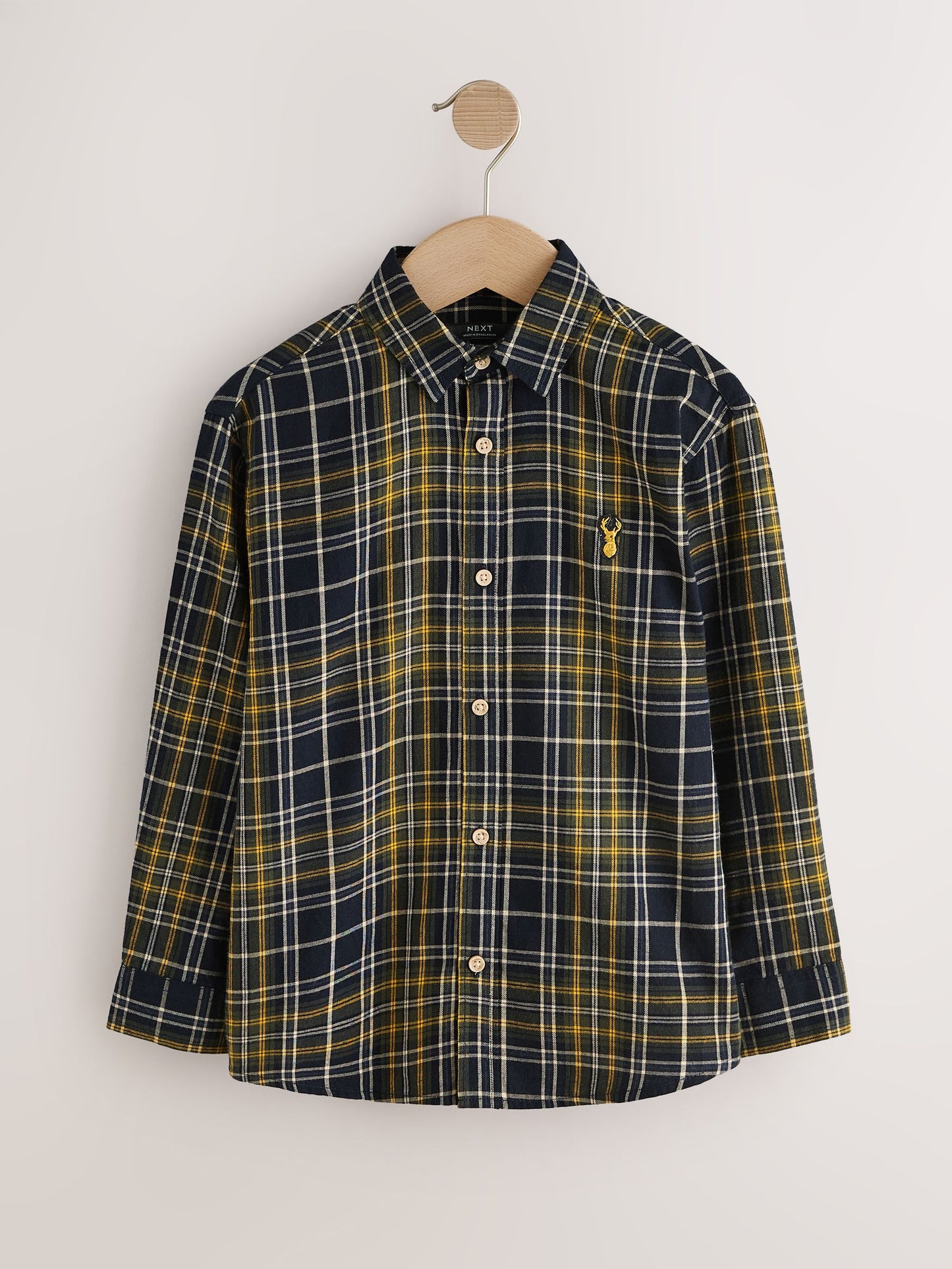 Dsiney Kidz - Navy/Yellow Check Long Sleeve Check Shirt (3-16yrs) image 4