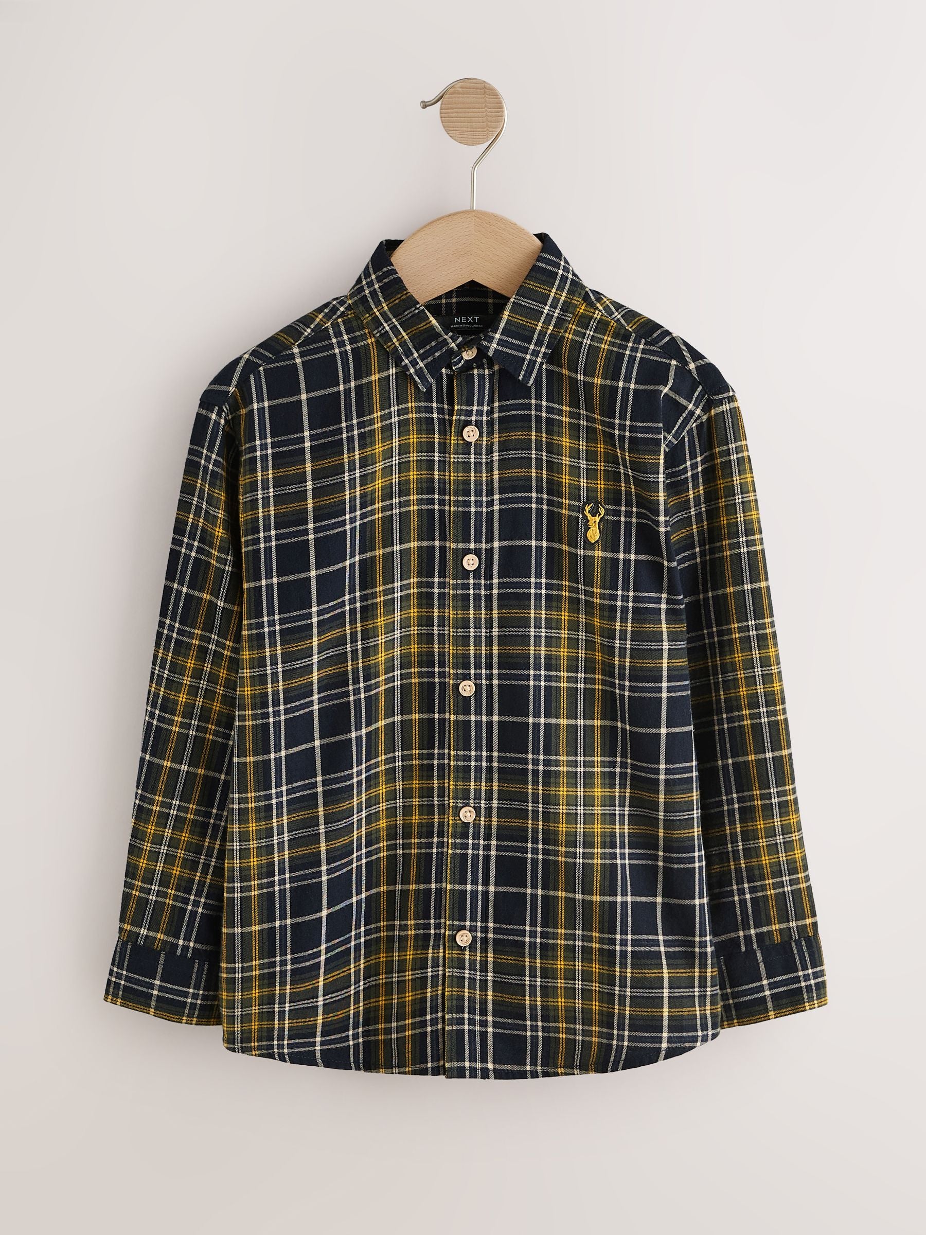 Dsiney Kidz - Navy/Yellow Check Long Sleeve Check Shirt (3-16yrs) image 4