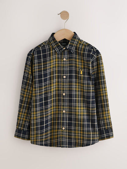 Dsiney Kidz - Navy/Yellow Check Long Sleeve Check Shirt (3-16yrs) image 4