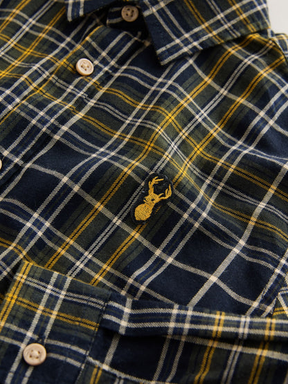Dsiney Kidz - Navy/Yellow Check Long Sleeve Check Shirt (3-16yrs) image 5