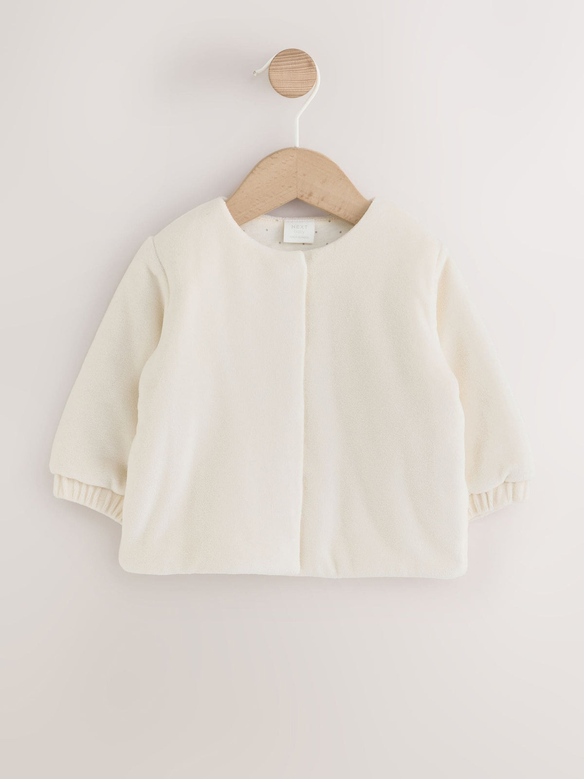 Ecru Velour Popper Through Baby Jacket (0mths-3yrs) - image 1