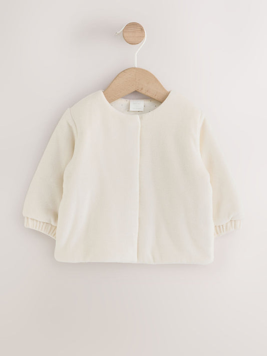 Ecru Velour Popper Through Baby Jacket (0mths-3yrs) - image 1