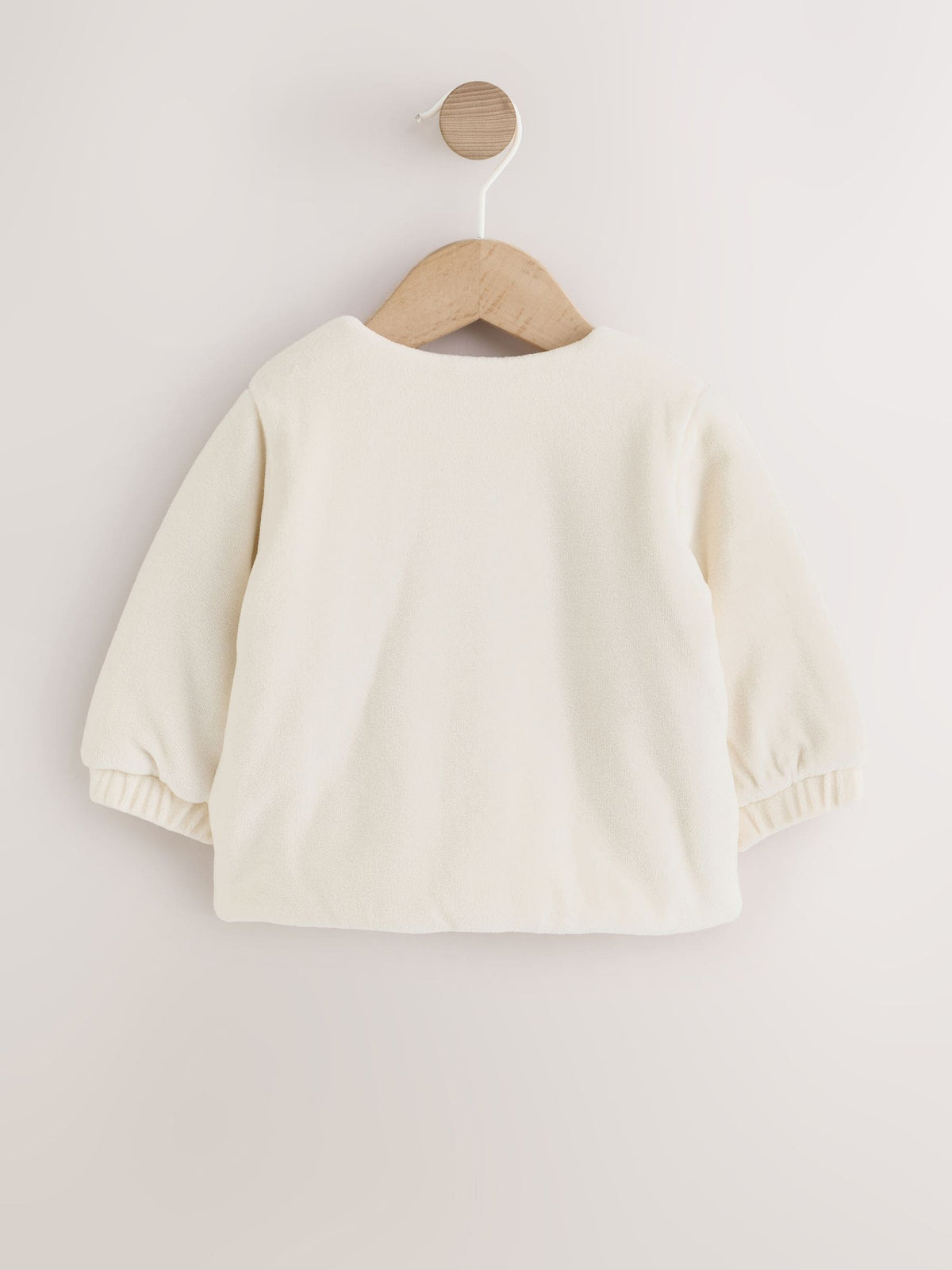 Ecru Velour Popper Through Baby Jacket (0mths-3yrs) - image 2