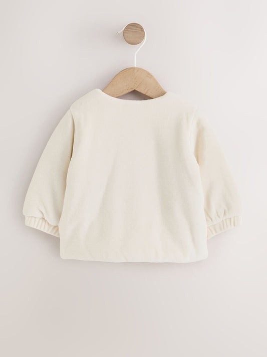 Ecru Velour Popper Through Baby Jacket (0mths-3yrs) - image 2