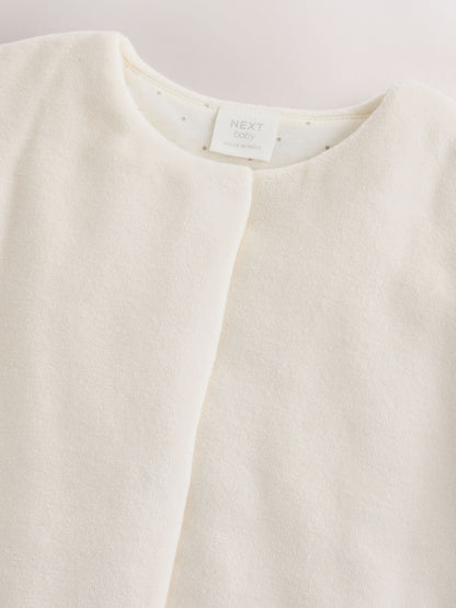 Ecru Velour Popper Through Baby Jacket (0mths-3yrs) - image 3