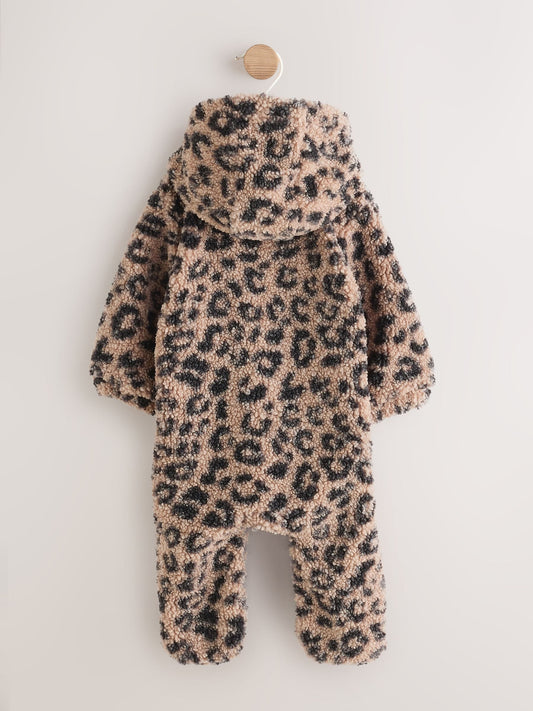 Dsiney Kidz - Brown Leopard Borg Hooded Baby All-In-One (0mths-2yrs) image 2