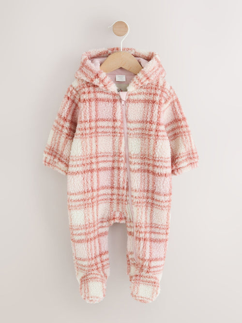 Dsiney Kidz - Pink Checkerboard Borg Hooded Baby All-In-One (0mths-2yrs) image 1