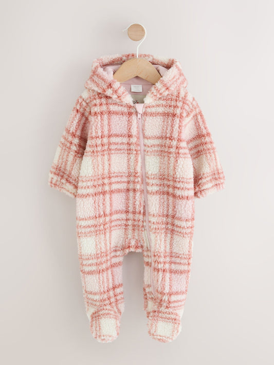 Dsiney Kidz - Pink Checkerboard Borg Hooded Baby All-In-One (0mths-2yrs) image 1