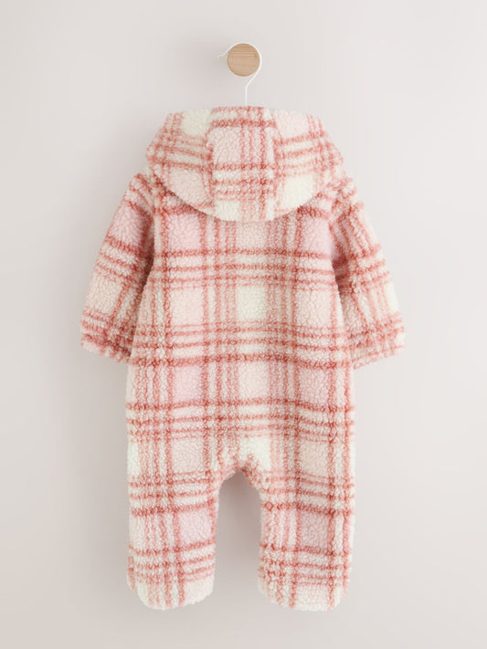 Dsiney Kidz - Pink Checkerboard Borg Hooded Baby All-In-One (0mths-2yrs) image 2