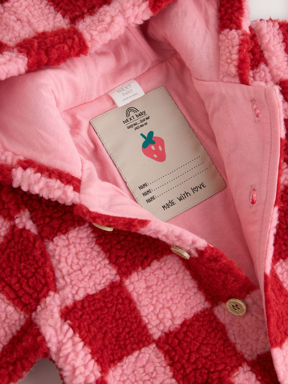 Pink and Red Checkerboard Borg Hooded Baby All-In-One (0mths-2yrs) - image 10
