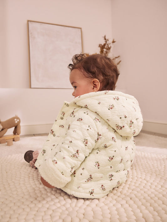 Ecru Floral Crinkle Popper Through Baby Jacket (0mths-2yrs) - image 2