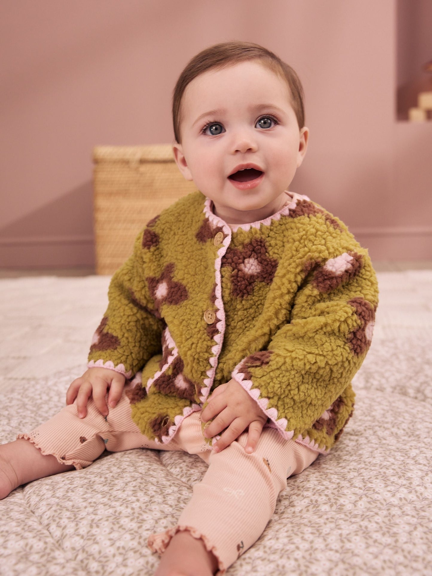 Dsiney Kidz - Citrine Floral Borg Button Through Baby Jacket (0mths-2yrs) image 1