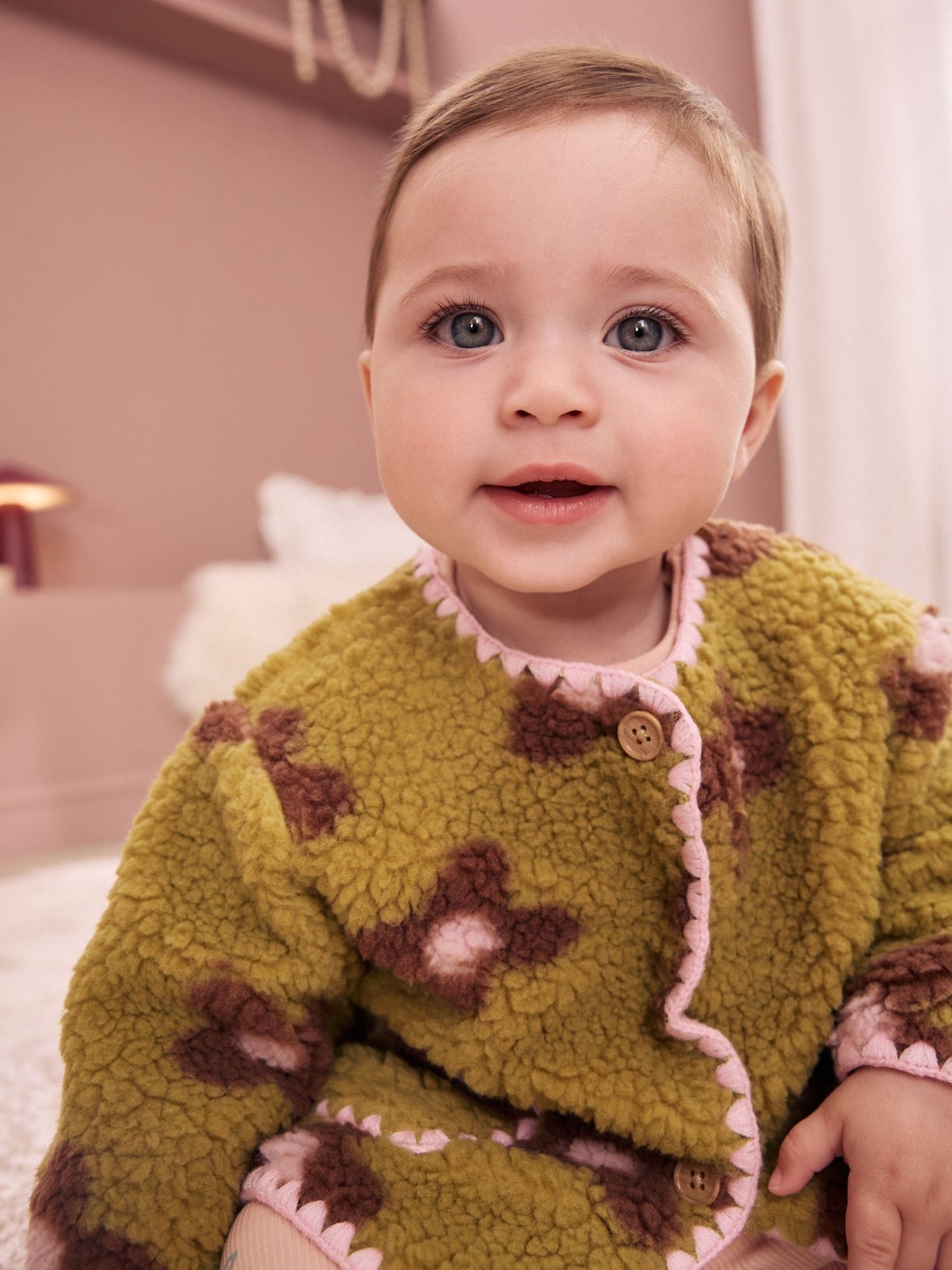 Dsiney Kidz - Citrine Floral Borg Button Through Baby Jacket (0mths-2yrs) image 3