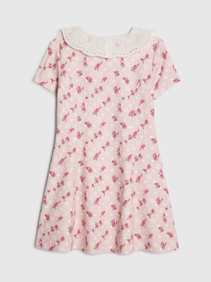 River Island Pink Floral Collar Flare Dress image 2