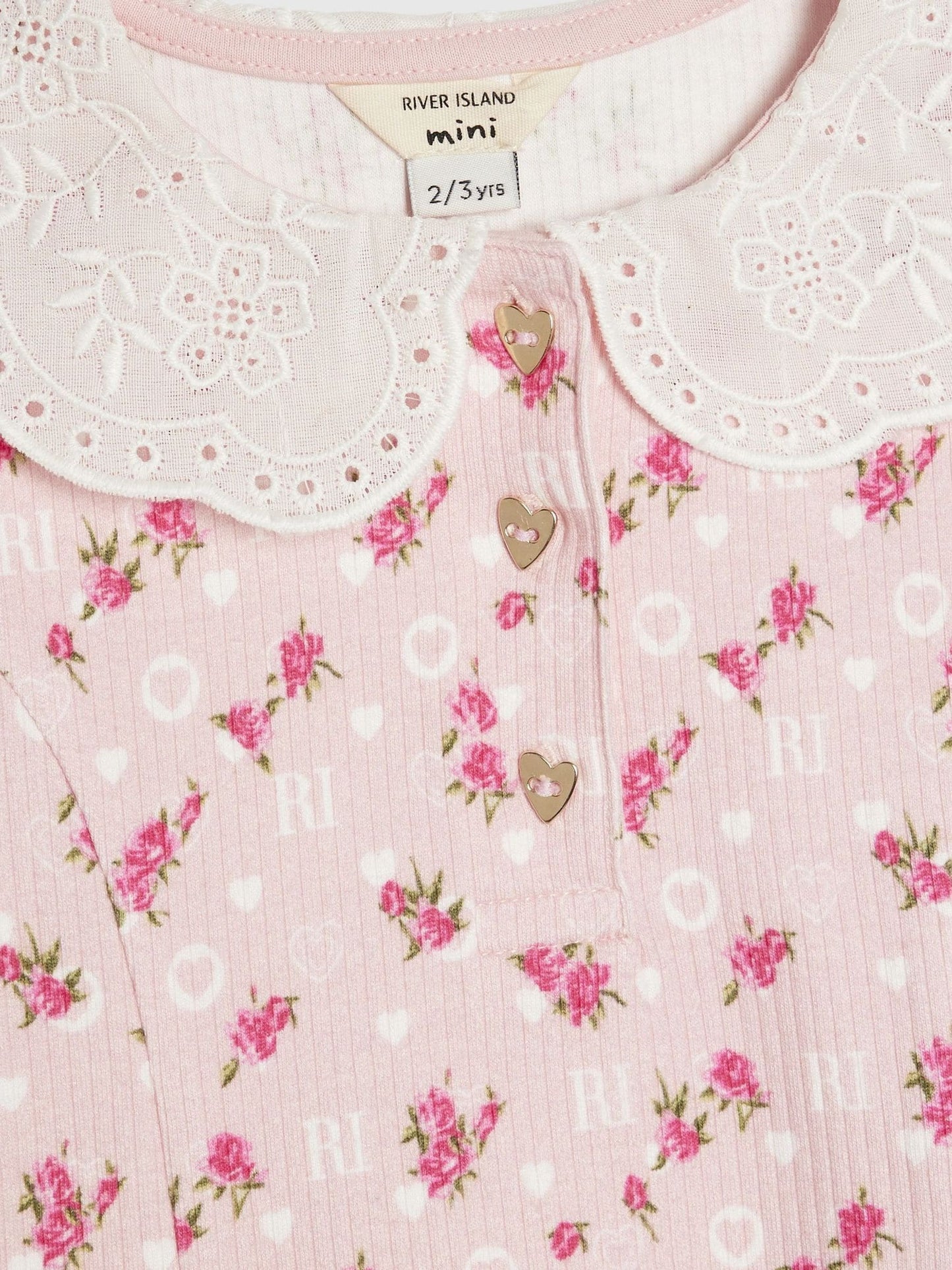 River Island Pink Floral Collar Flare Dress image 3