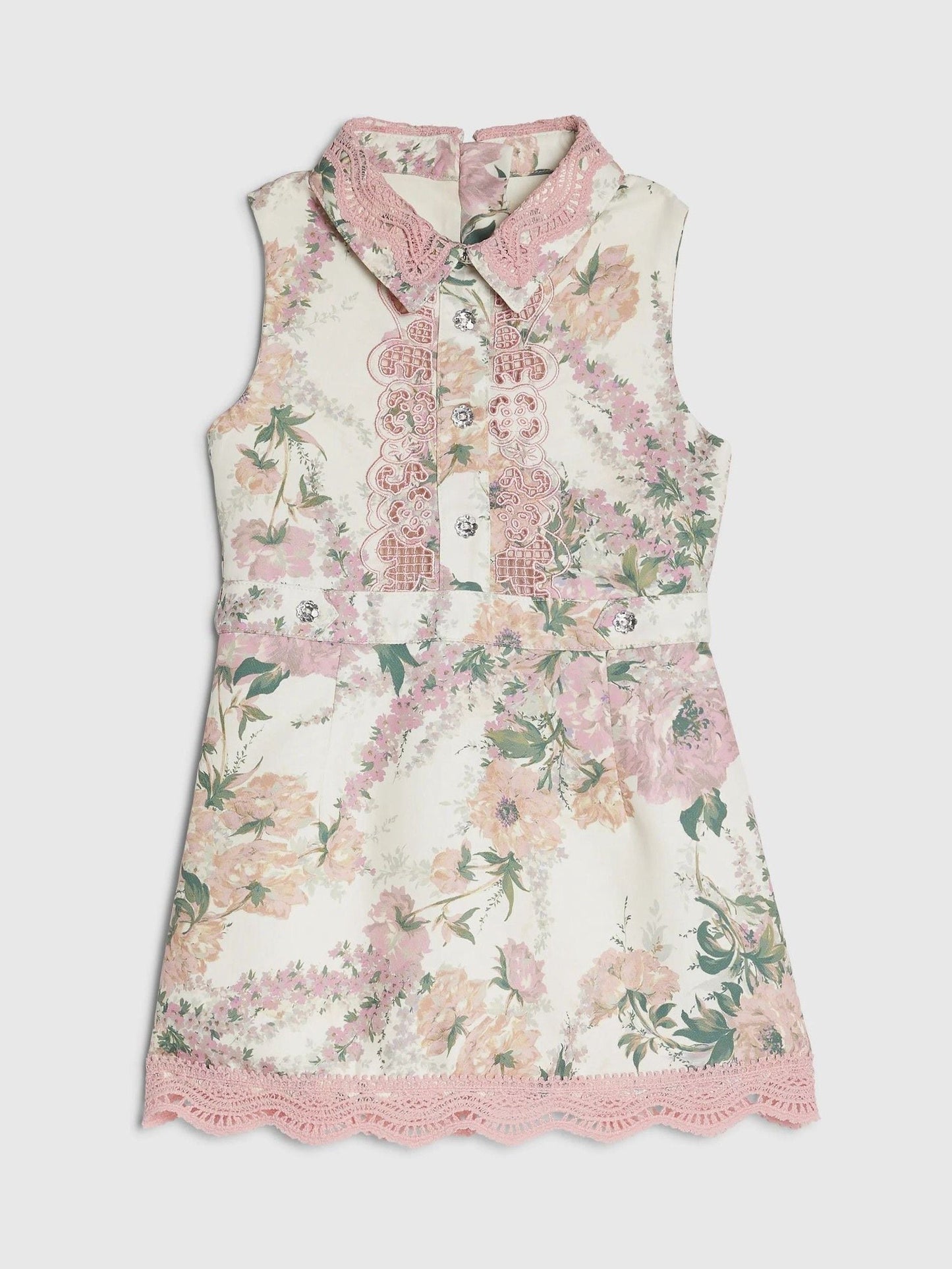 River Island Pink Floral Lace Collar Dress image 1