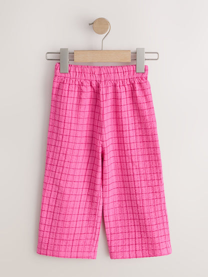 Pink Check Textured Wide Leg Trousers (3mths-7yrs) image 5