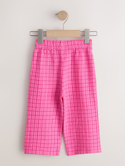 Pink Check Textured Wide Leg Trousers (3mths-7yrs) image 6