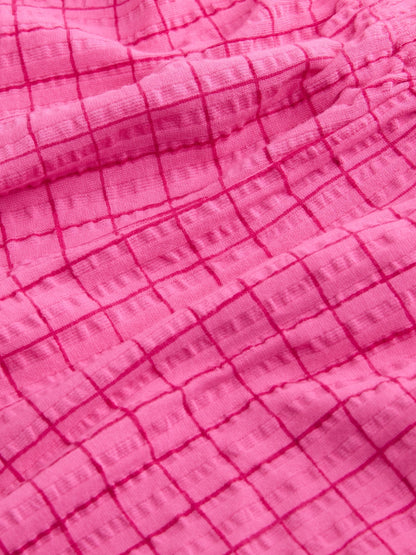 Pink Check Textured Wide Leg Trousers (3mths-7yrs) image 7