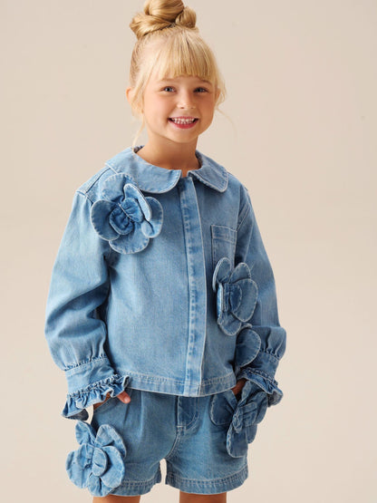 Dsiney Kidz - Angel & Rocket Blue Eden 3D Flower Denim Shirt image 1