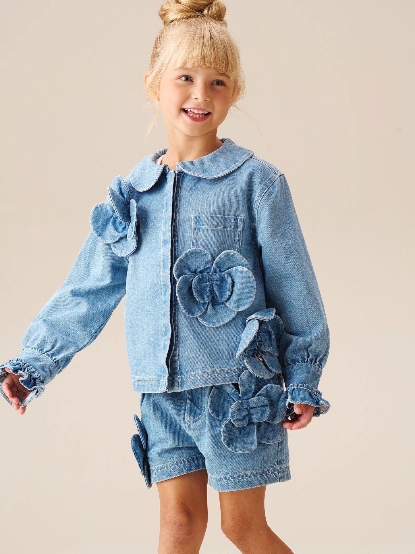 Dsiney Kidz - Angel & Rocket Blue Eden 3D Flower Denim Shirt image 2