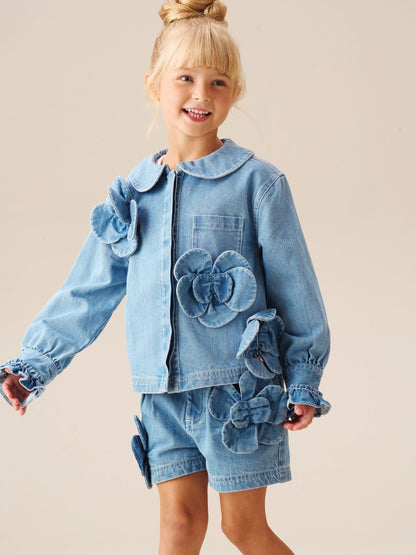 Dsiney Kidz - Angel & Rocket Blue Eden 3D Flower Denim Shirt image 2