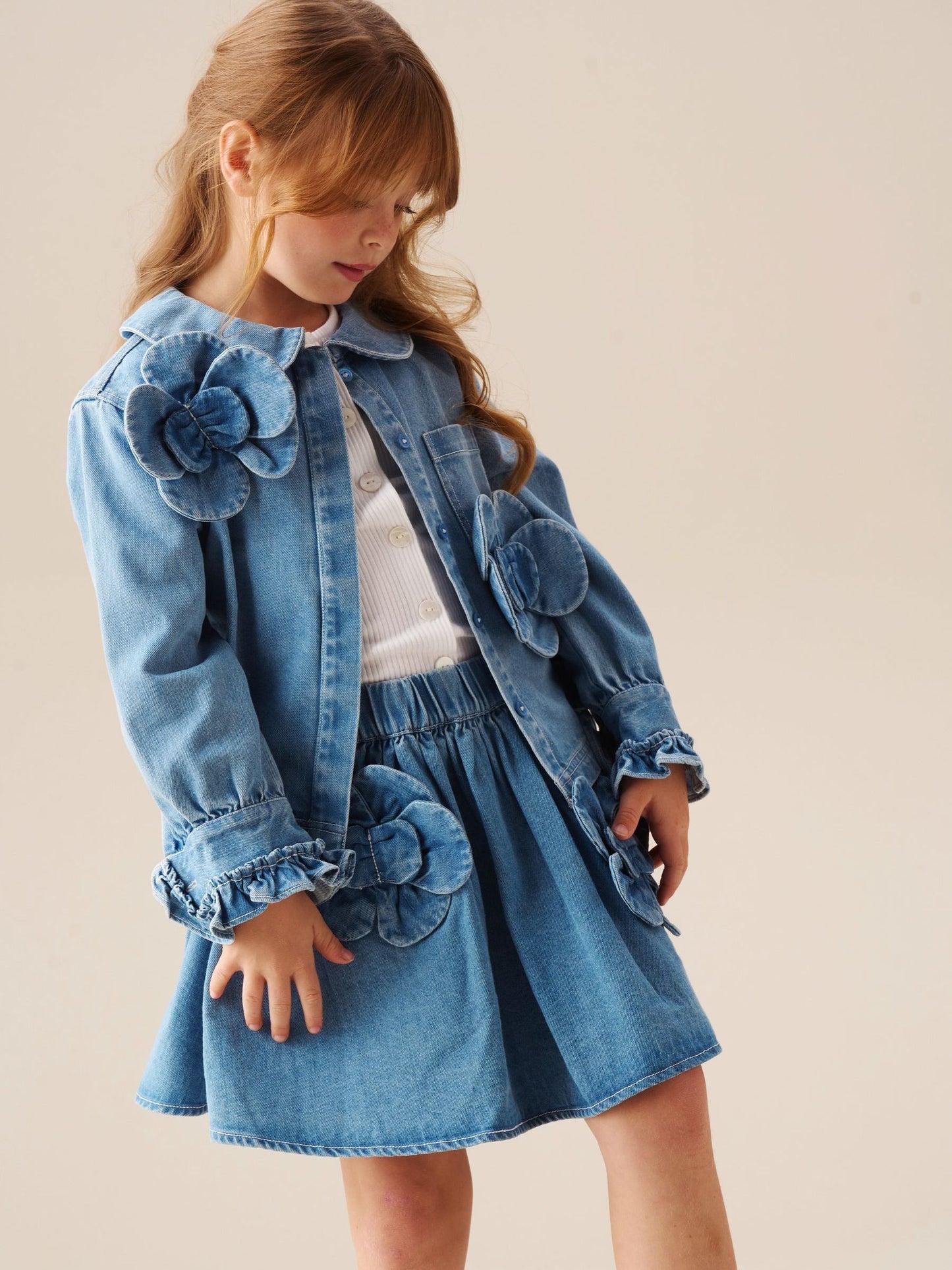 Dsiney Kidz - Angel & Rocket Blue Eden 3D Flower Denim Shirt image 3