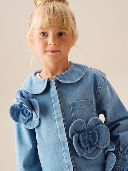 Dsiney Kidz - Angel & Rocket Blue Eden 3D Flower Denim Shirt image 5