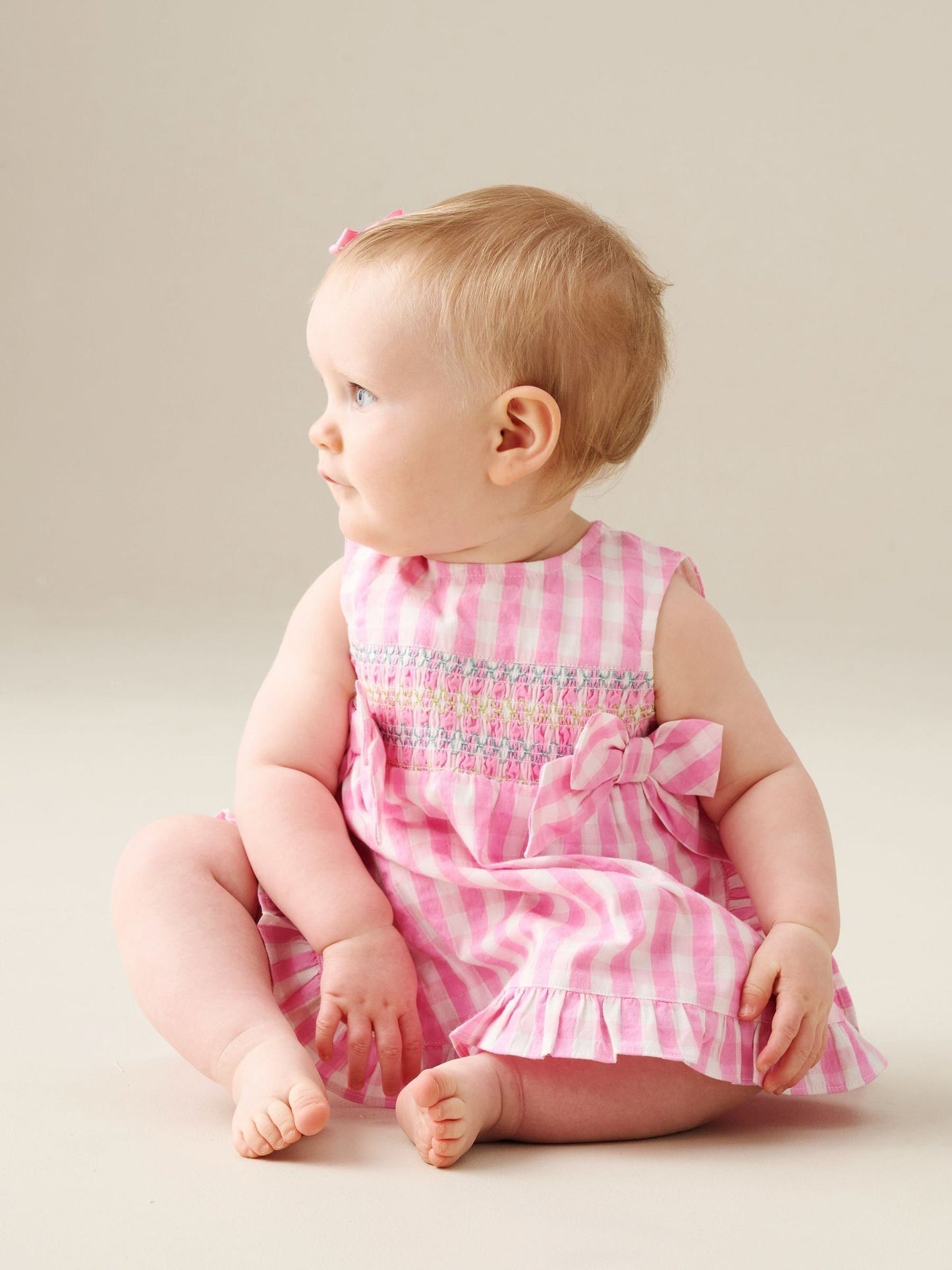 Angel & Rocket Pink Percy Gingham Frill And Bloomer Dress image 3