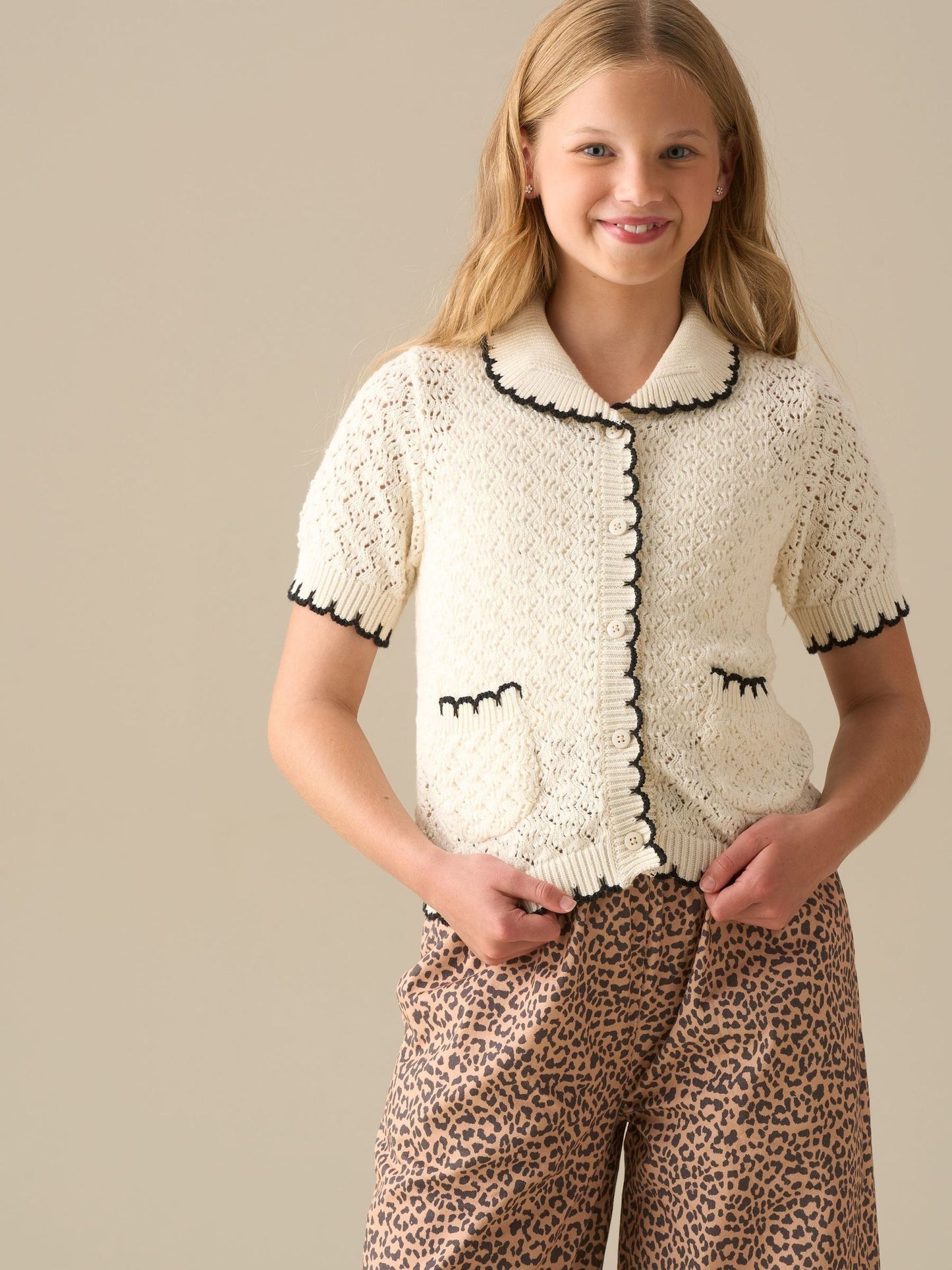 Dsiney Kidz - Angel & Rocket White Penny Frill Detail Short Sleeve Cardigan image 1