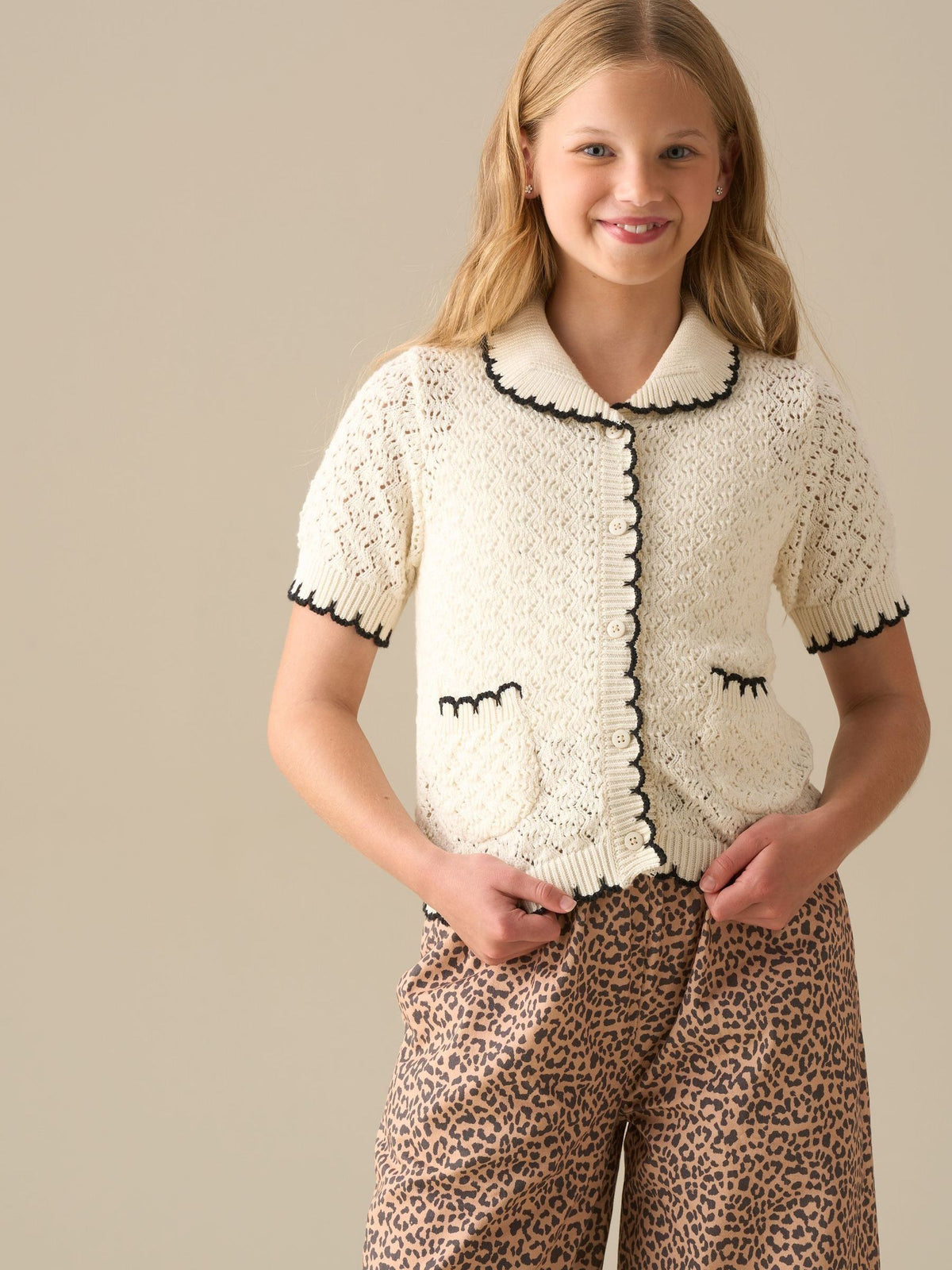 Dsiney Kidz - Angel & Rocket White Penny Frill Detail Short Sleeve Cardigan image 1
