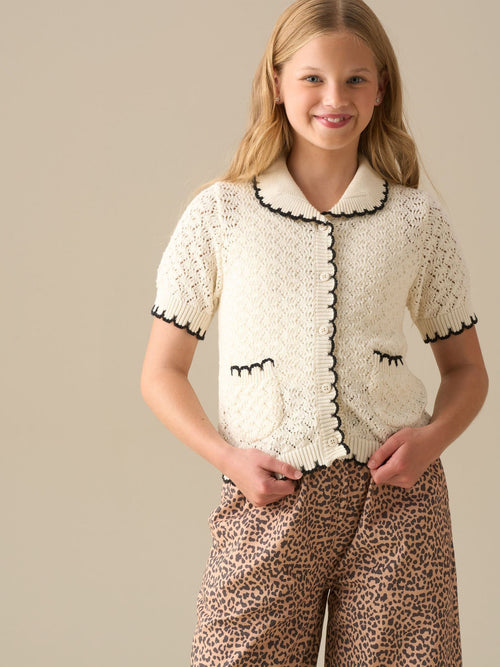 Dsiney Kidz - Angel & Rocket White Penny Frill Detail Short Sleeve Cardigan image 1