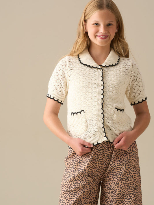 Dsiney Kidz - Angel & Rocket White Penny Frill Detail Short Sleeve Cardigan image 1