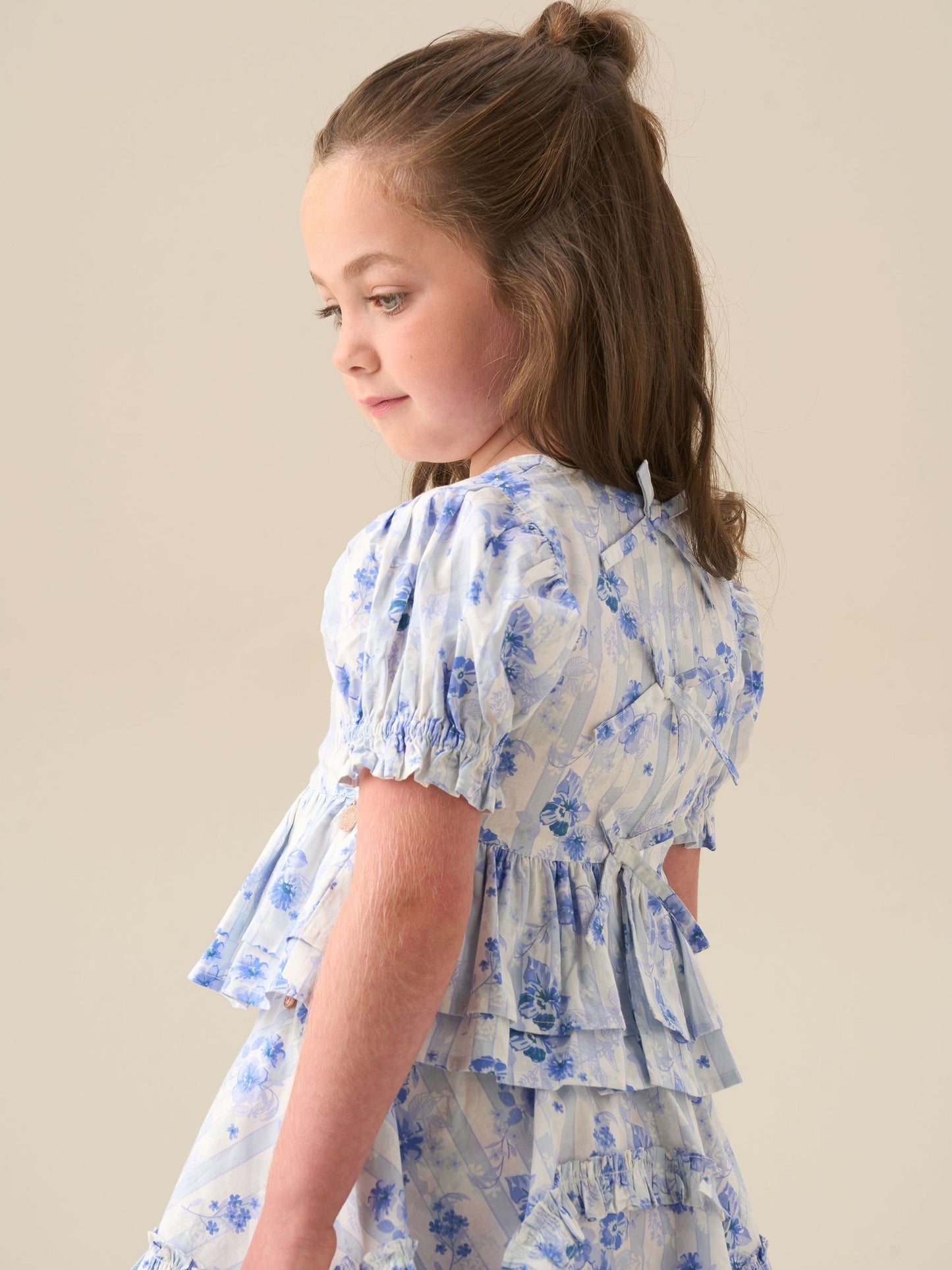 Dsiney Kidz - Angel & Rocket Blue Pia Floral Tie Detail Peplum Blouse image 2