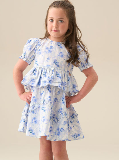 Dsiney Kidz - Angel & Rocket Blue Pia Floral Tie Detail Peplum Blouse image 3