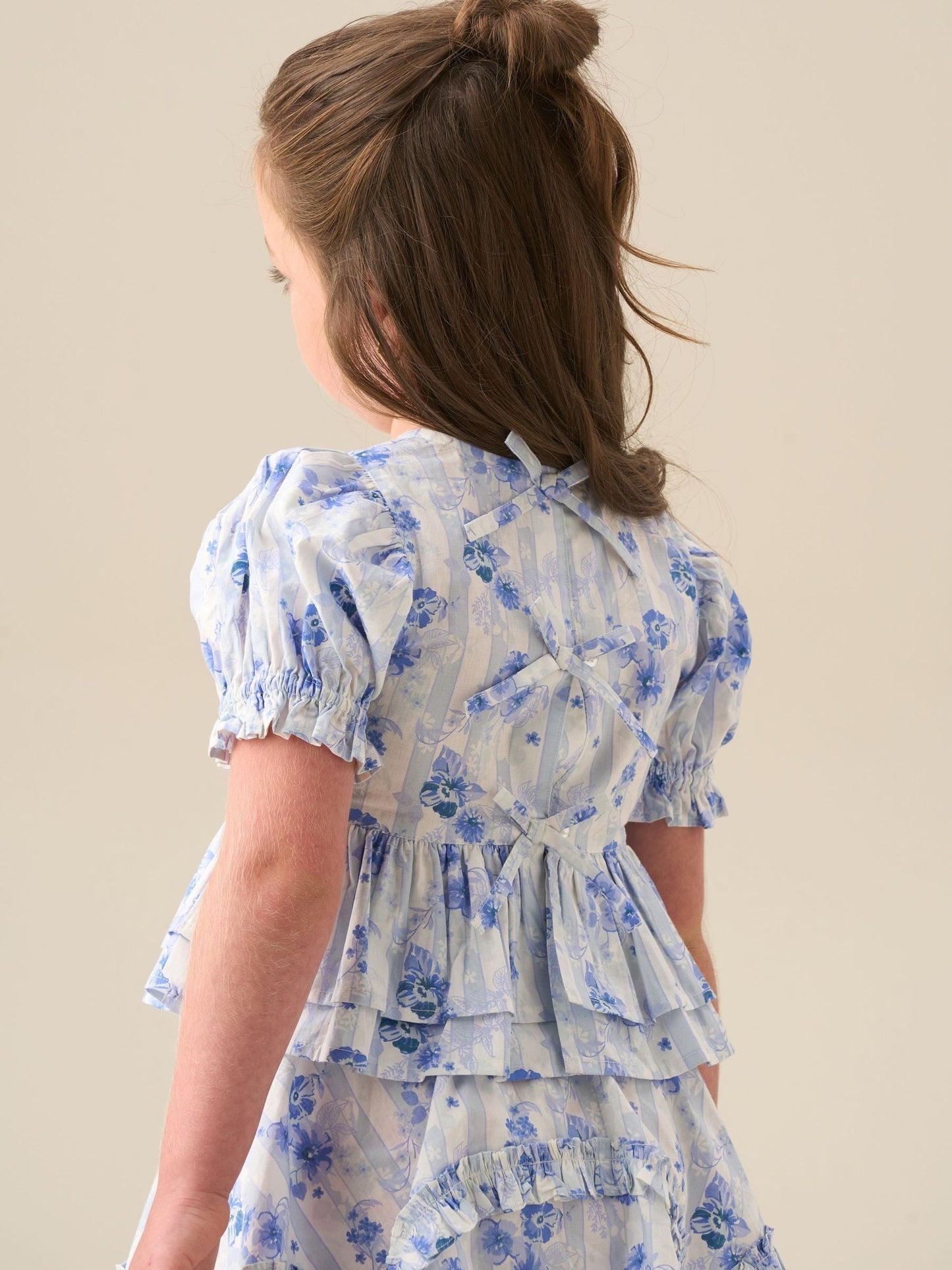 Dsiney Kidz - Angel & Rocket Blue Pia Floral Tie Detail Peplum Blouse image 4