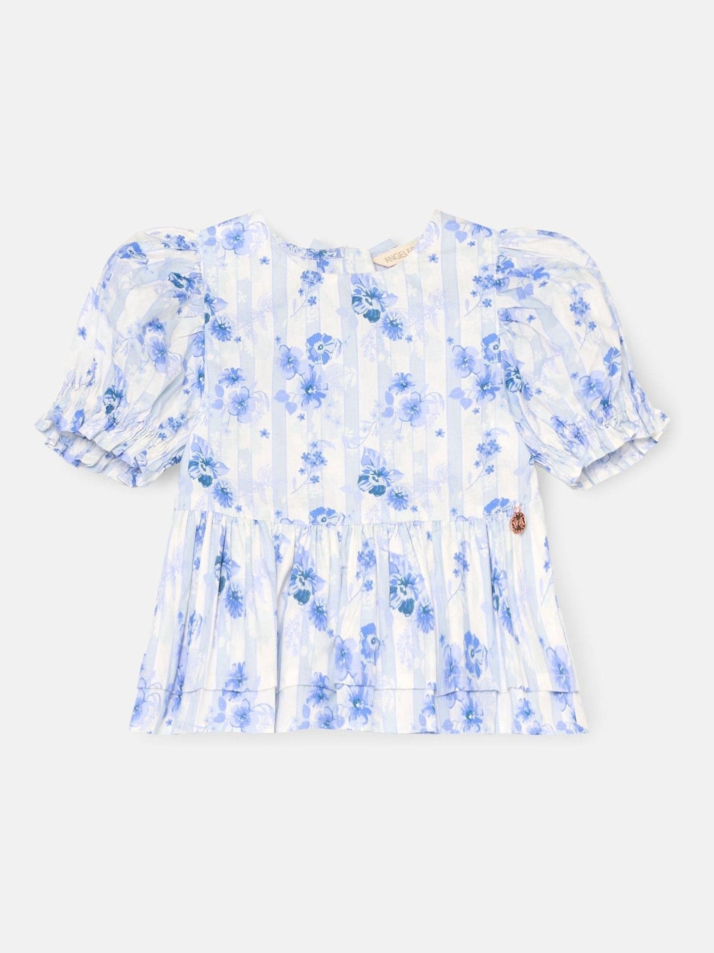 Dsiney Kidz - Angel & Rocket Blue Pia Floral Tie Detail Peplum Blouse image 5