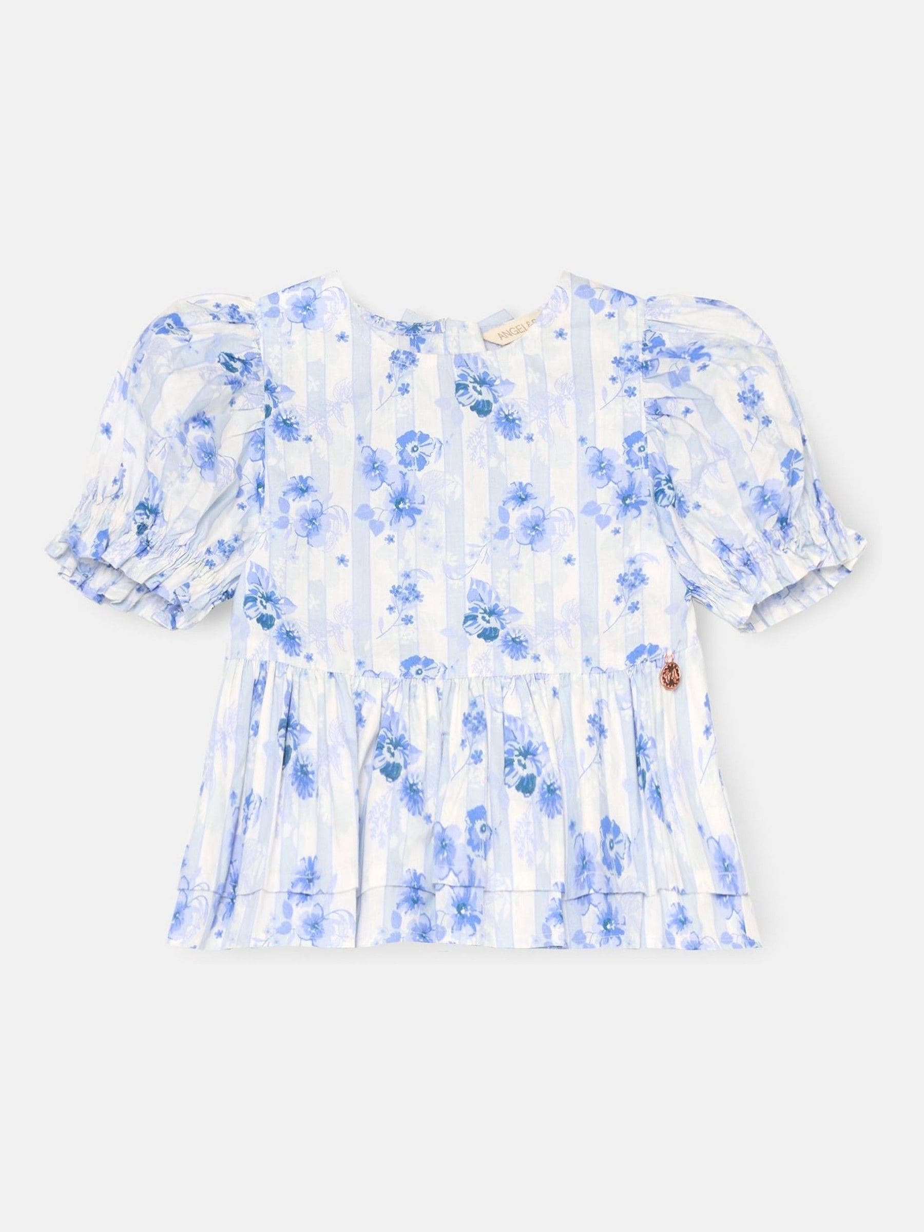 Dsiney Kidz - Angel & Rocket Blue Pia Floral Tie Detail Peplum Blouse image 5