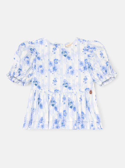 Dsiney Kidz - Angel & Rocket Blue Pia Floral Tie Detail Peplum Blouse image 5