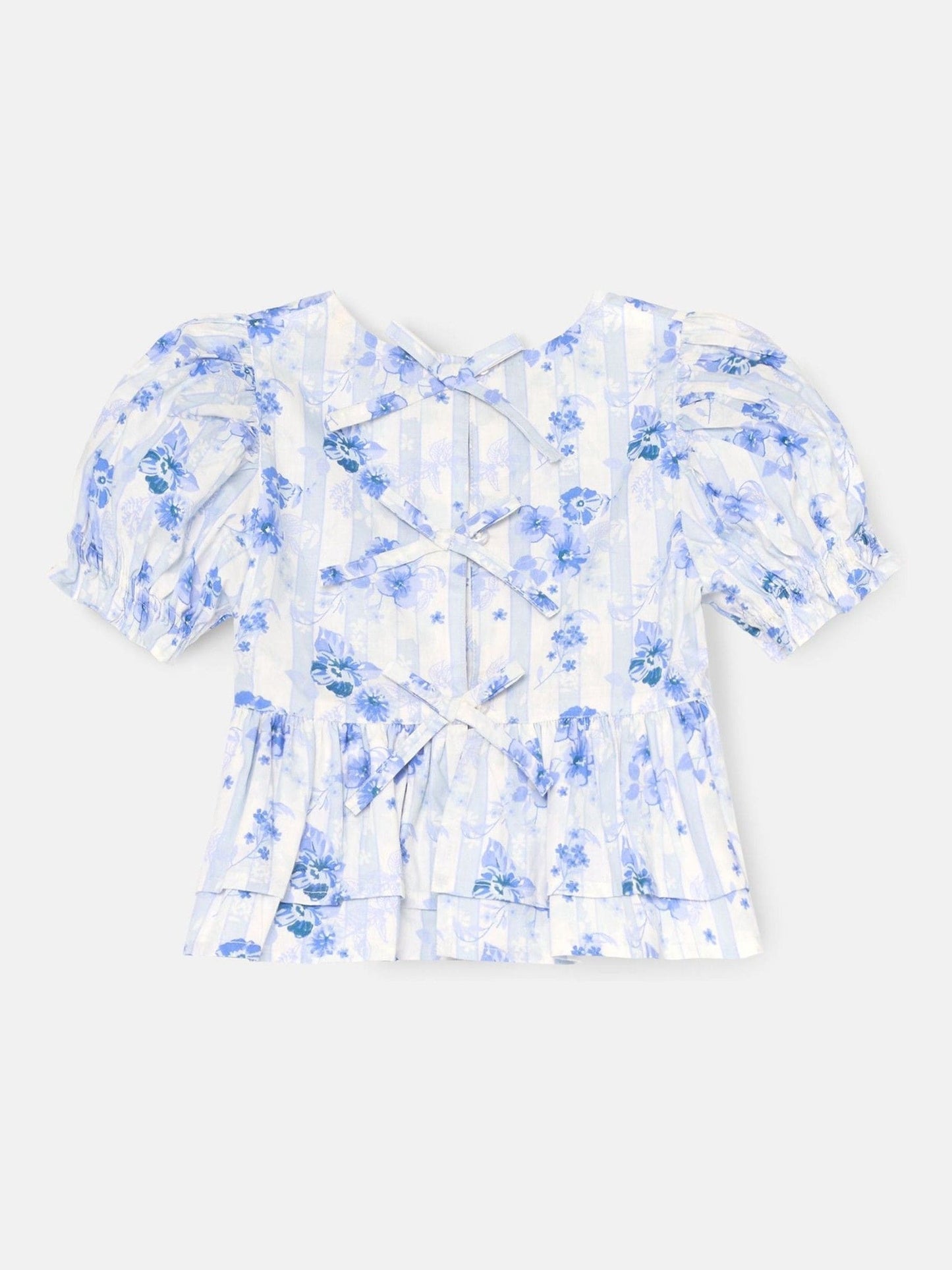 Dsiney Kidz - Angel & Rocket Blue Pia Floral Tie Detail Peplum Blouse image 6